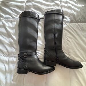Candess Black Knee-High Riding Boots